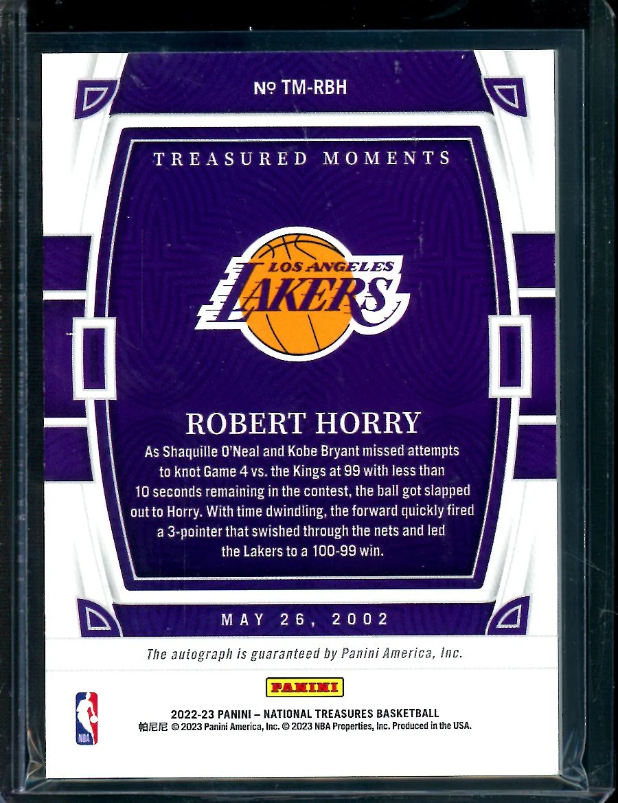 2022/23 Panini National Treasures Robert Horry Treasured Moments Auto /99 Lakers - Image 2