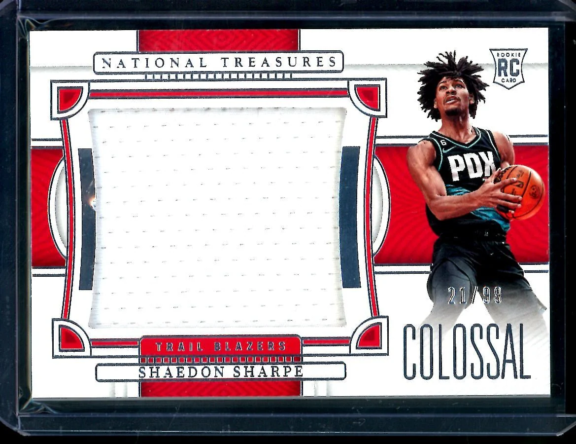 2022/23 Panini National Treasures Shaedon Sharpe Rookie Colossal Patch /99 Trail Blazers