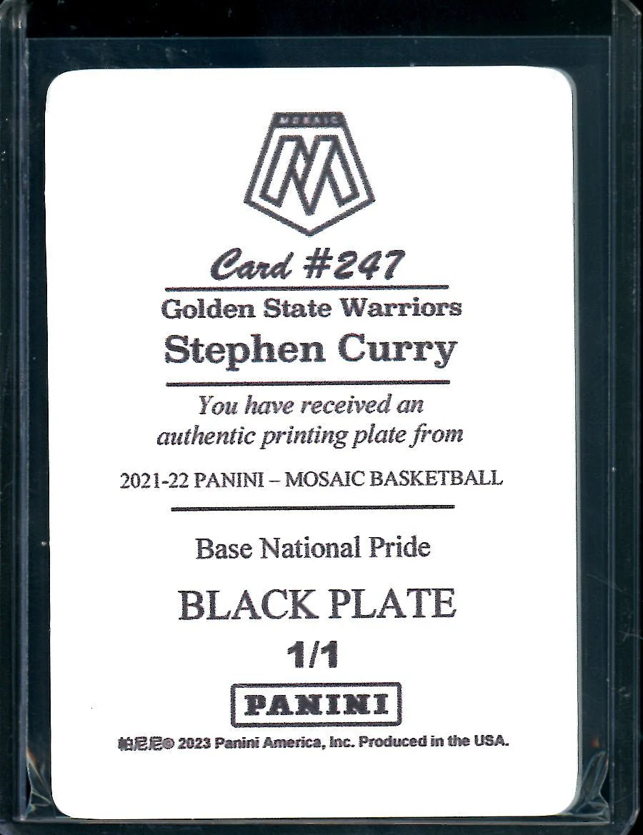 2022/23 Panini National Treasures Stephen Curry Mosaic Printing Plate 1/1 Warriors - Image 2