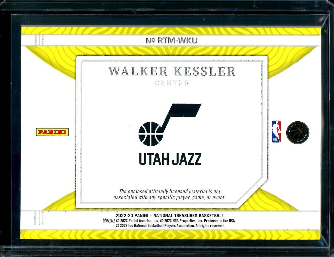 2022/23 Panini National Treasures Walker Kessler Rookie Patch /99 Jazz - Image 2