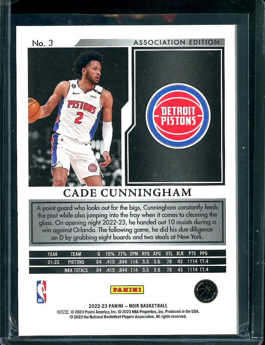 2022-23 Panini Noir Cade Cunningham /99 Pistons - Image 2