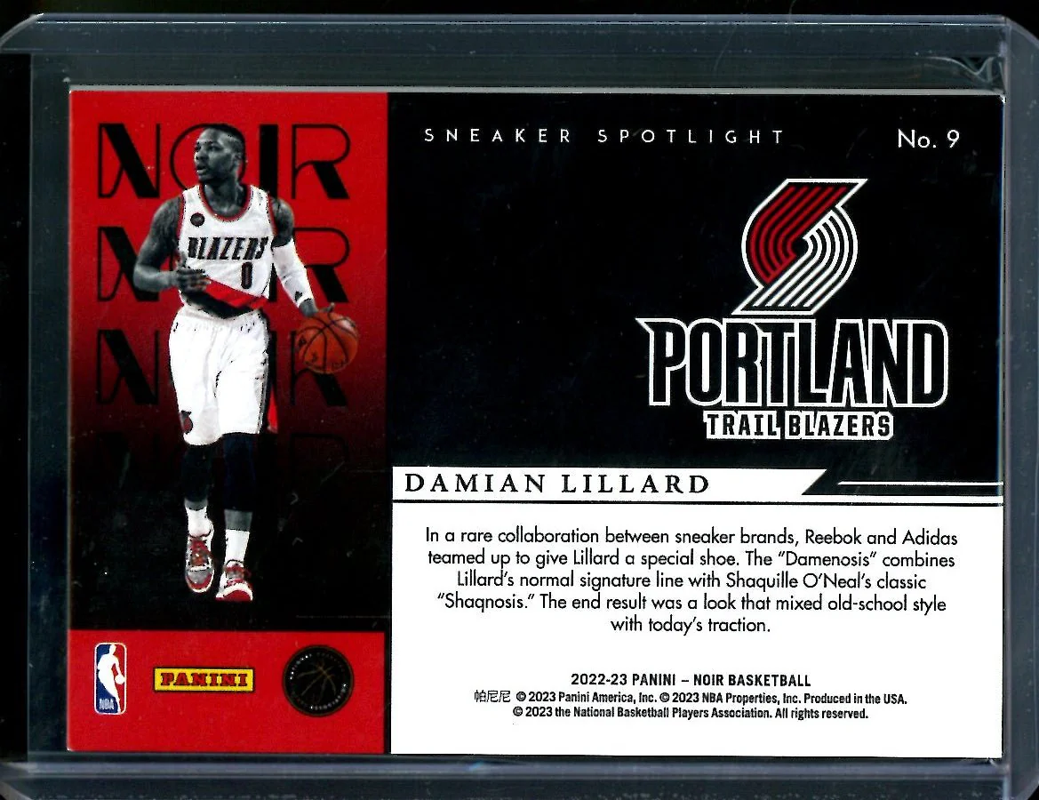 2022/23 Panini Noir Damian Lillard Sneaker Spotlight /99 Trail Blazers - Image 2