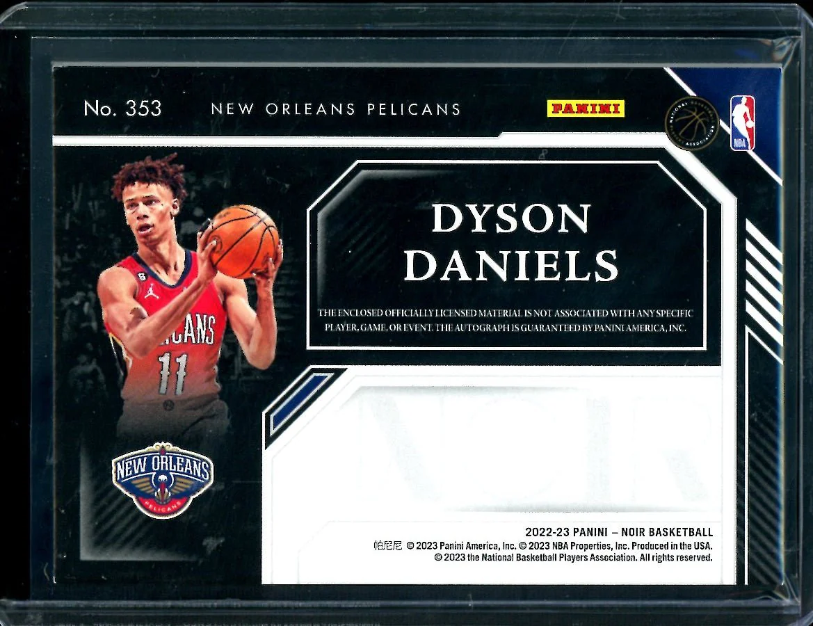 2022-23 Panini Noir Dyson Daniels Rookie RPA /99 Pelicans - Image 2