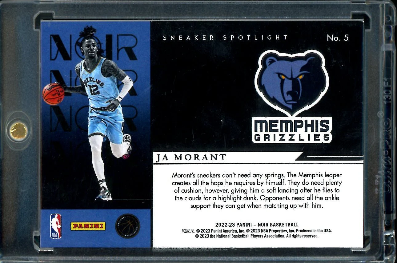 2022-23 Panini Noir Ja Morant Sneaker Spotlight /99 Grizzlies - Image 2