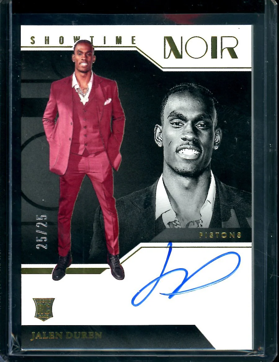 2022-23 Panini Noir Jalen Duren Rookie Showtime Auto /25 Pistons