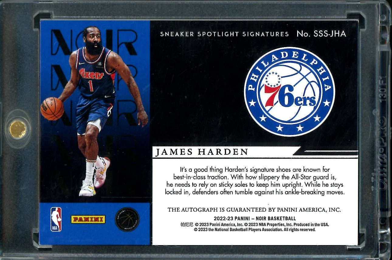2022-23 Panini Noir James Harden Sneaker Spotlight Auto /99 76ers - Image 2