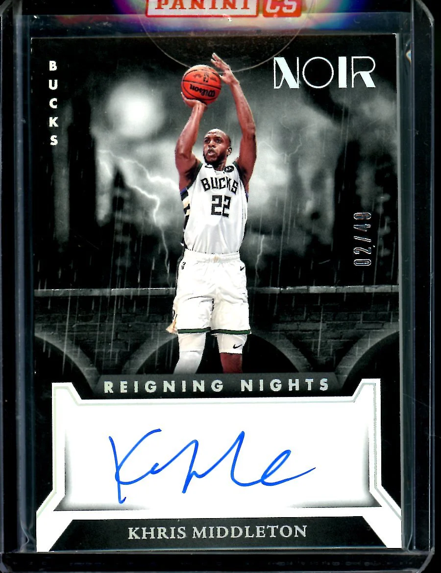 2022/23 Panini Noir Khris Middleton Reigning Nights Auto /49 Bucks