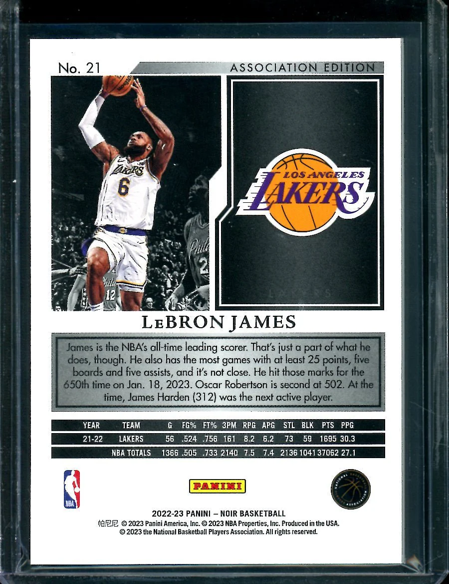 2022-23 Panini Noir LeBron James /99 Lakers - Image 2