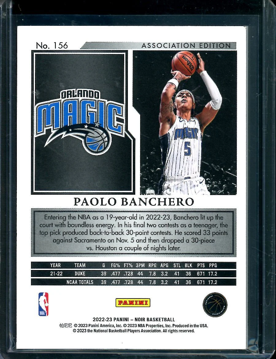 2022-23 Panini Noir Paolo Banchero Rookie Association Edition /99 Magic - Image 2