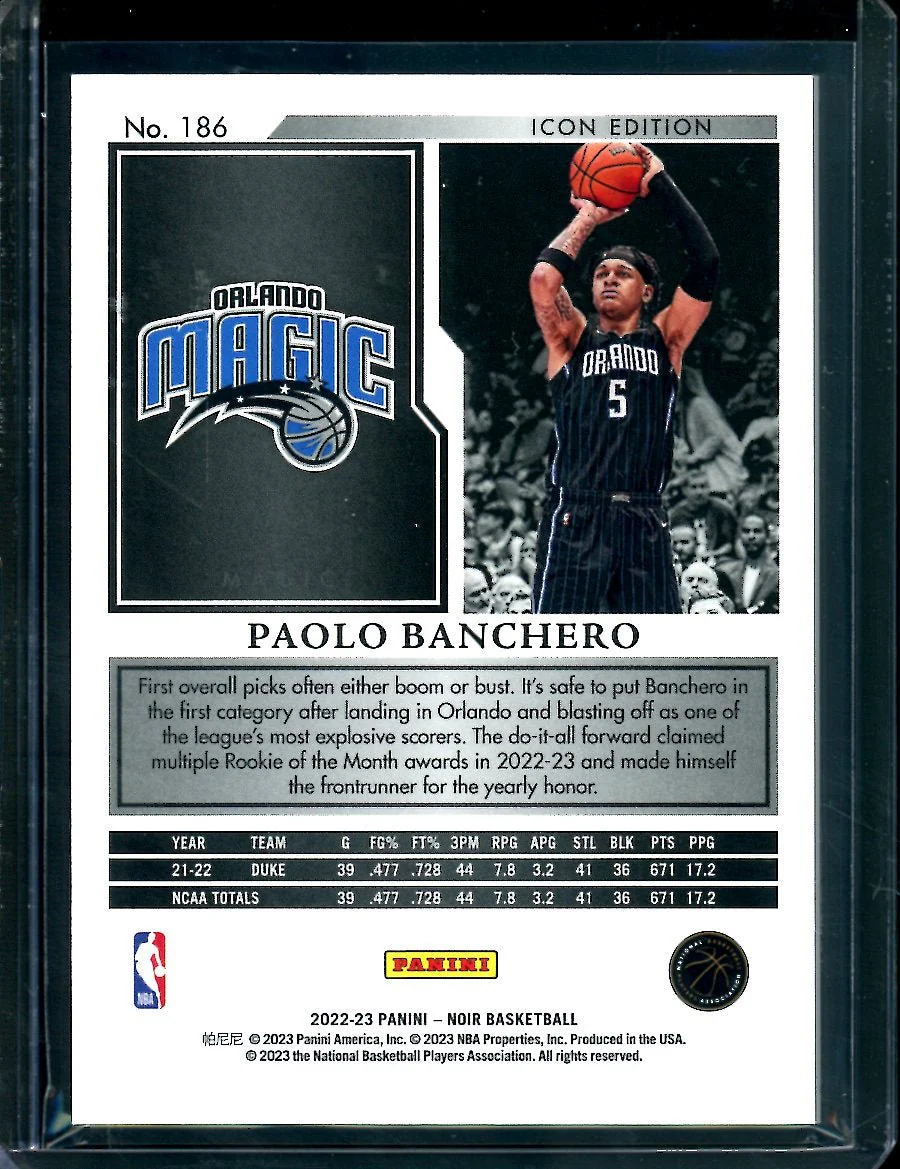 2022-23 Panini Noir Paolo Banchero Rookie Icon Edition /99 Magic - Image 2