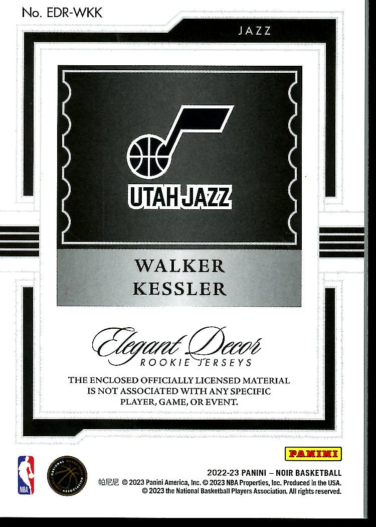 2022-23 Panini Noir Walker Kessler Rookie Patch /99 Jazz - Image 2