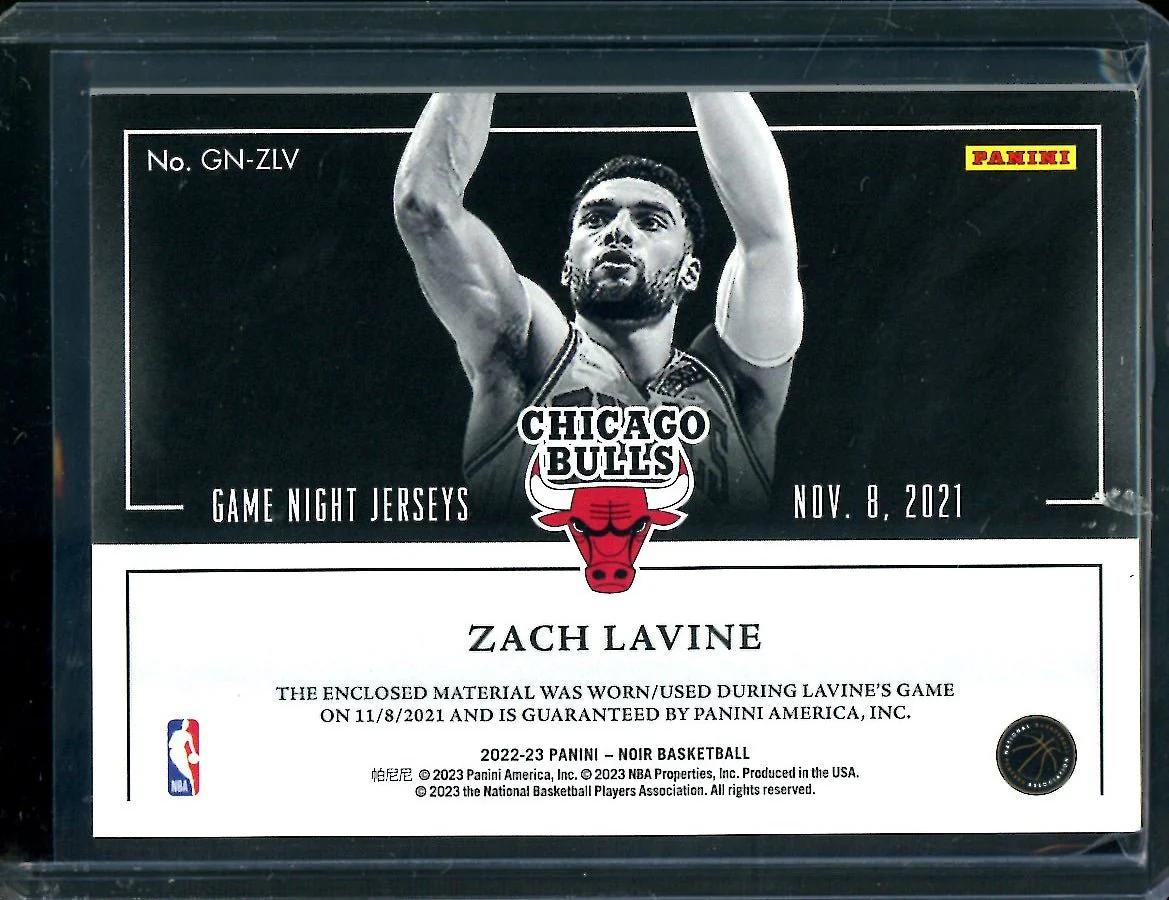 2022-23 Panini Noir Zach Lavine Game Night Jerseys Patch /99 Bulls - Image 2
