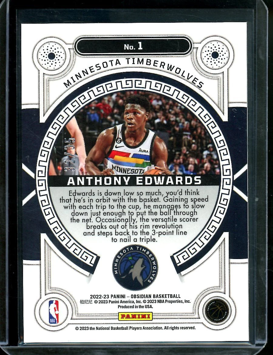 2022/23 Panini Obsidian Anthony Edwards Orbital Orange /35 Timberwolves - Image 2