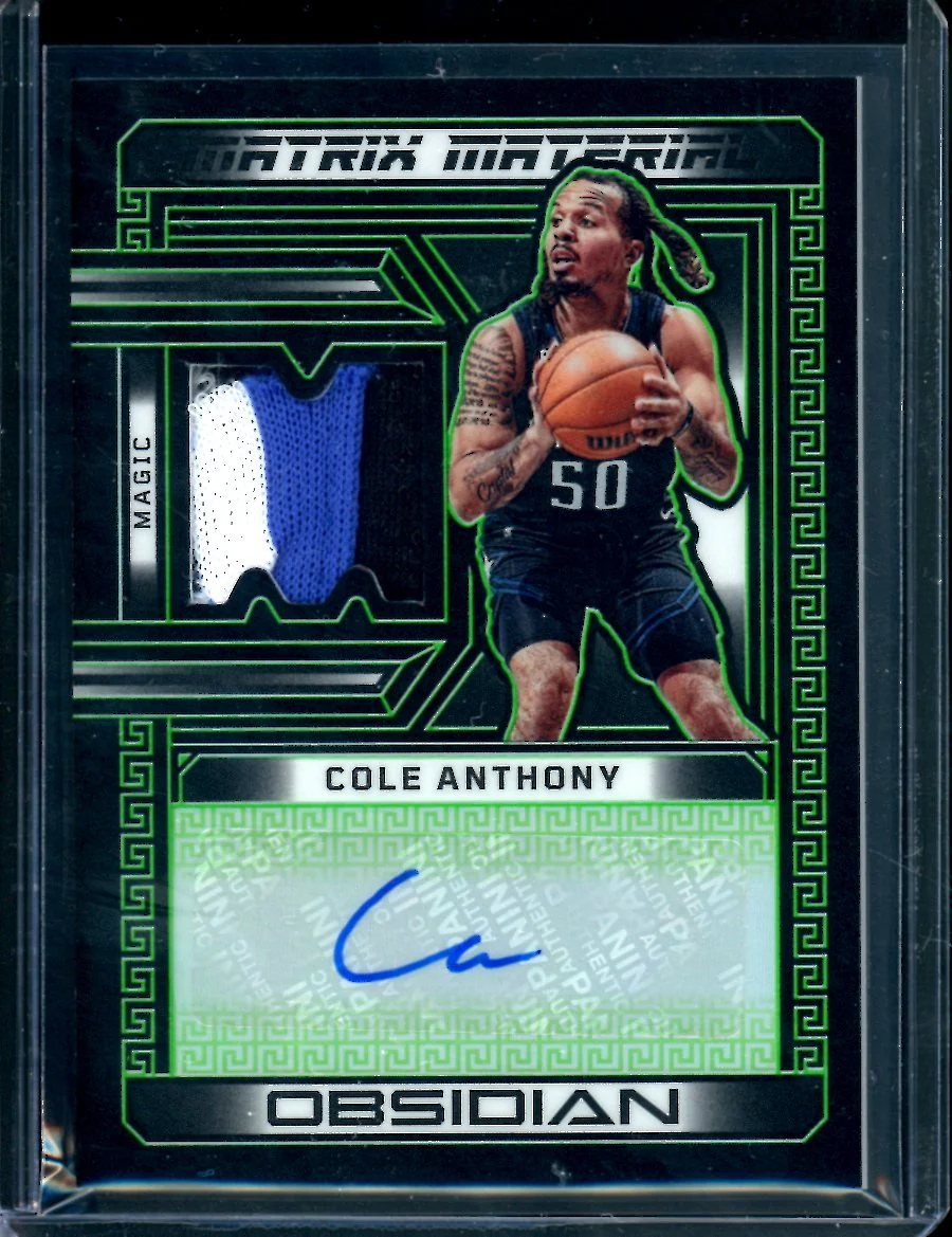 2022/23 Panini Obsidian Cole Anthony Matrix Materials Patch Auto /25 Magic