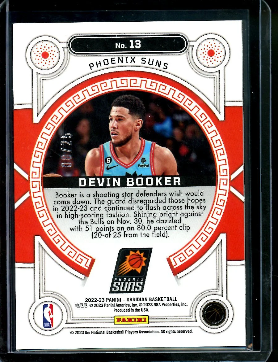 2022-23 Panini Obsidian Devin Booker Orbital Green /25 Suns - Image 2