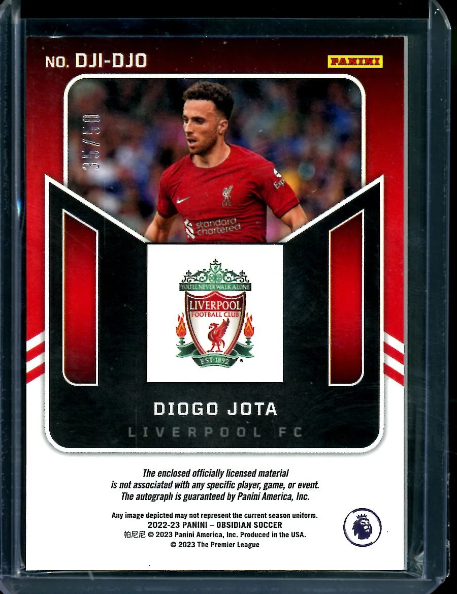 2022-23 Panini Obsidian Diogo Jota Patch Auto /50 Liverpool - Image 2