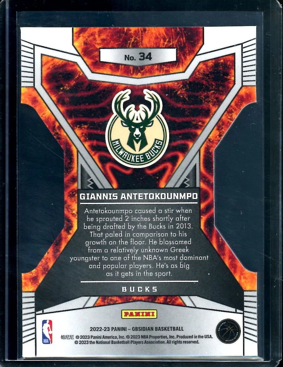 2022/23 Panini Obsidian Giannis Antetokounmpo Volcanix SSP Bucks - Image 2