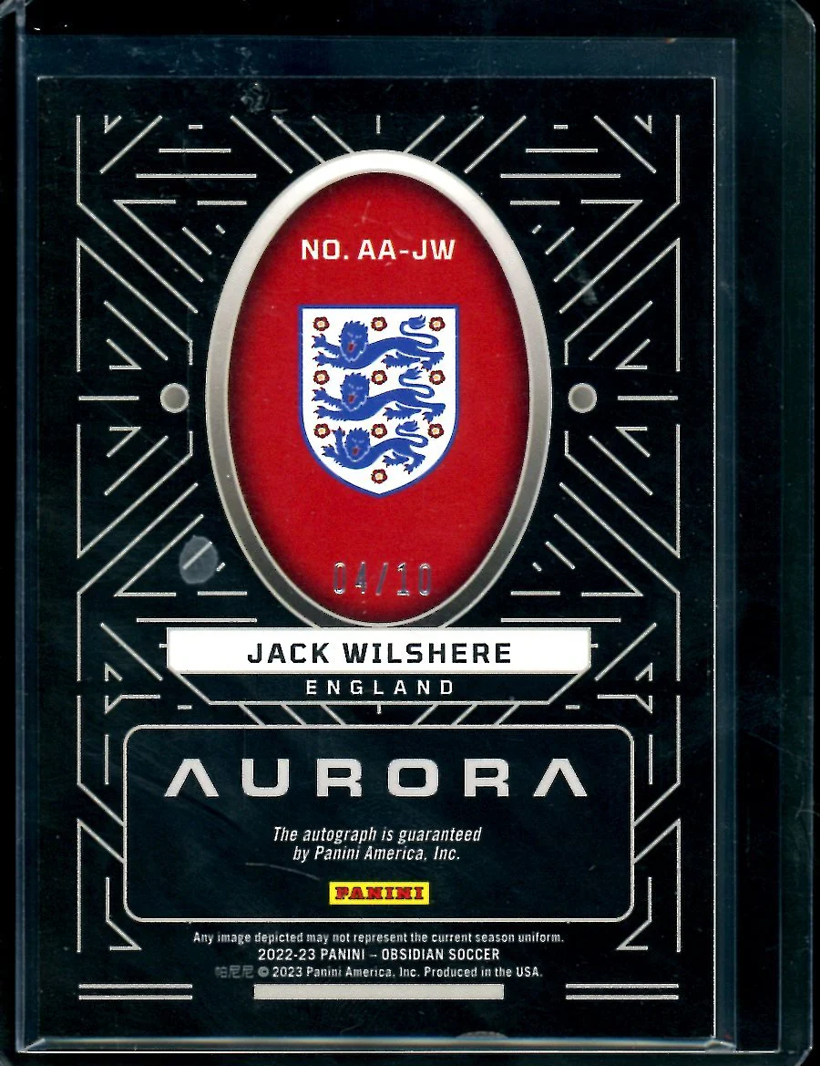 2022-23 Panini Obsidian Jack Wilshere Aurora Auto Gold /10 England - Image 2
