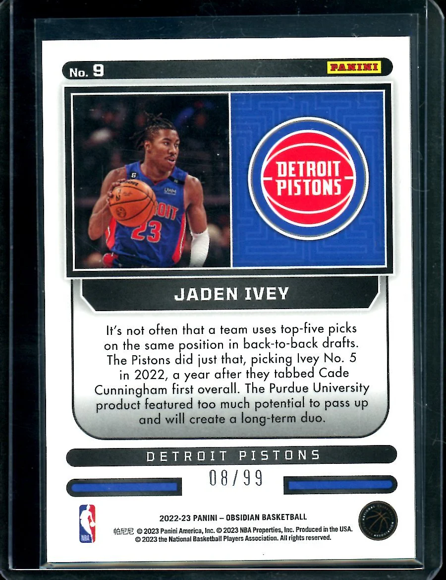 2022/23 Panini Obsidian Jaden Ivey Rookie Supernova /99 Pistons - Image 2