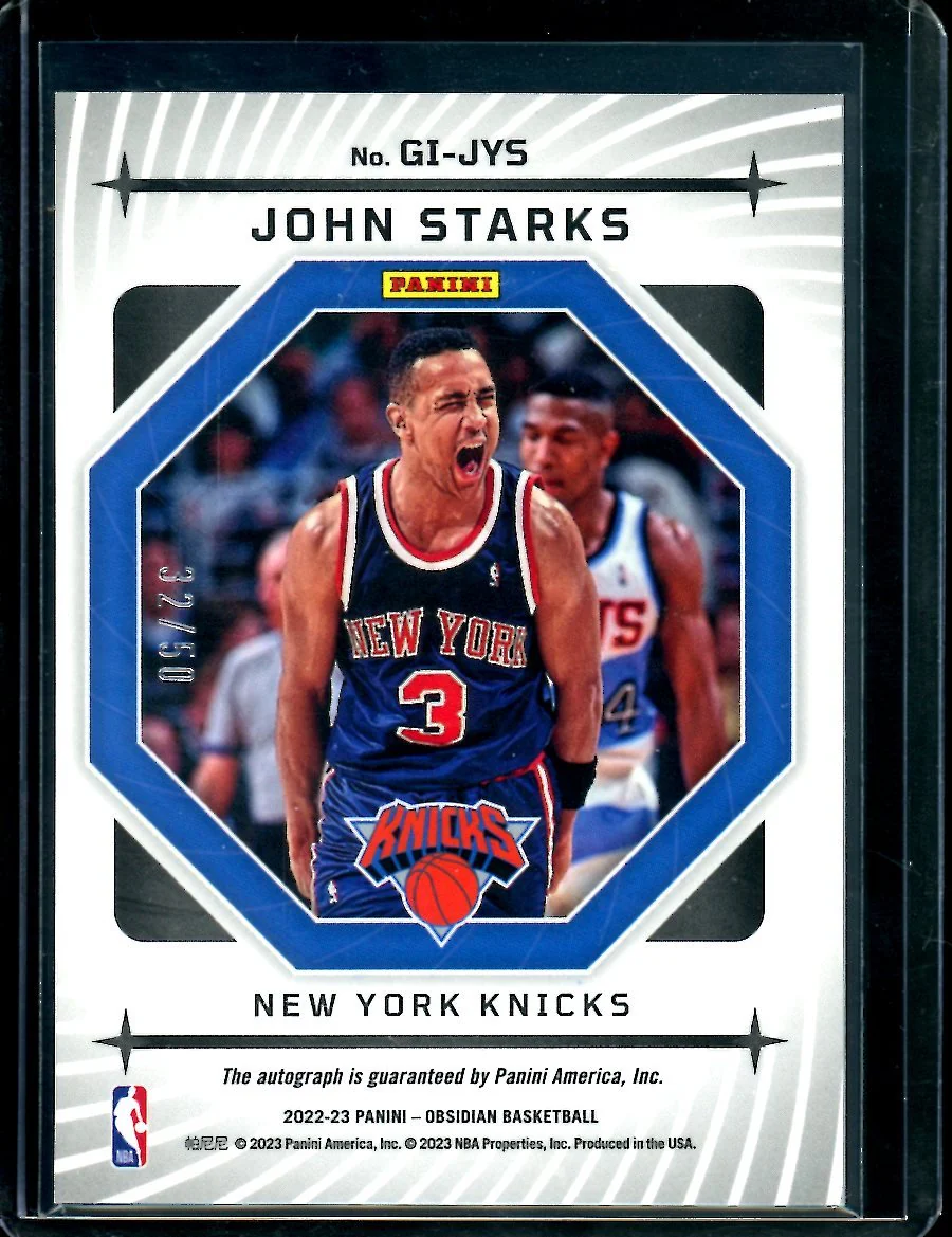 2022/23 Panini Obsidian John Starks Galaxy Auto /50 Knicks - Image 2