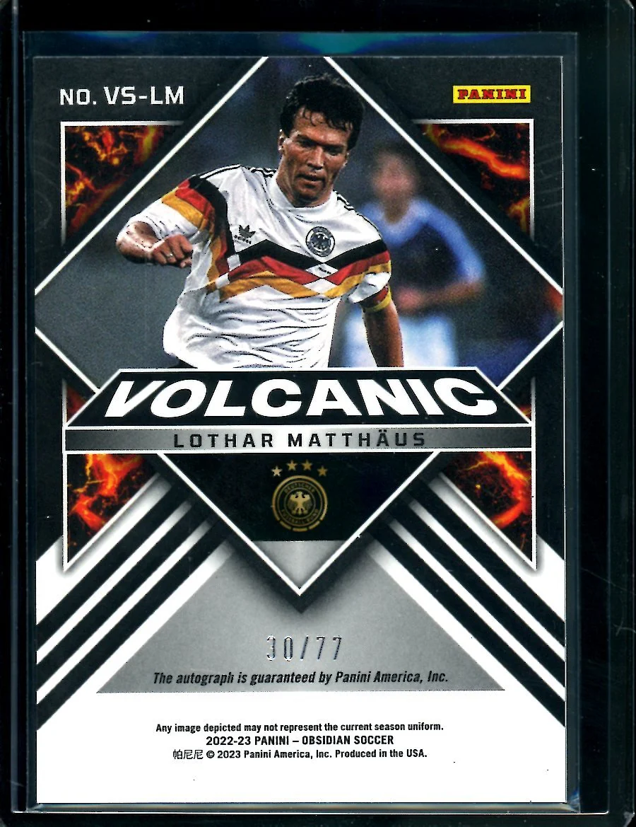 2022-23 Panini Obsidian Lothar Matthaus Volcanic Auto /77 Germany - Image 2
