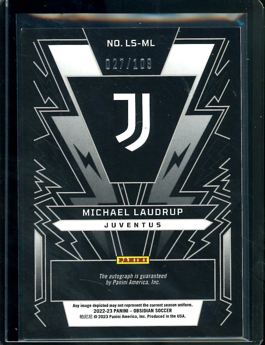 2022-23 Panini Obsidian Michael Laudrup Lightnight Strike Auto /109 Juventus - Image 2