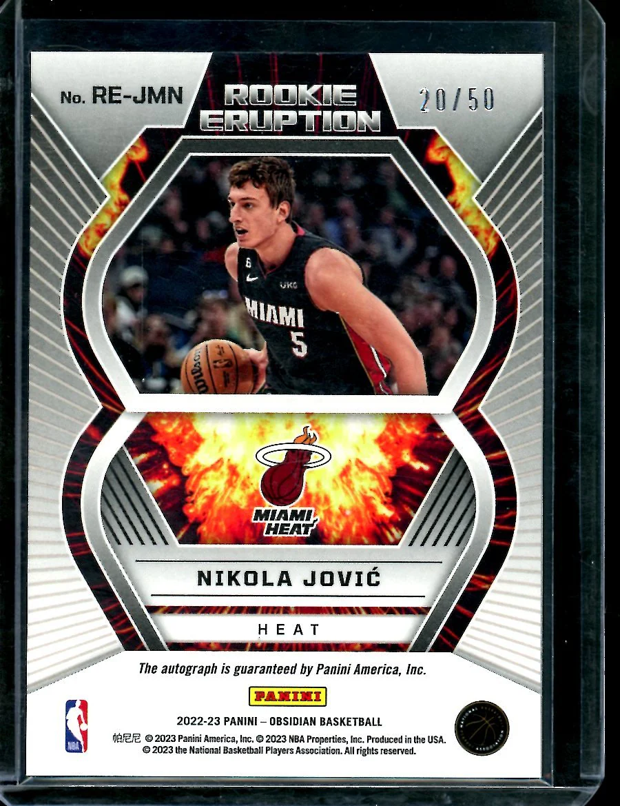 2022/23 Panini Obsidian Nikola Jovic Rookie Auto /50 Heat - Image 2