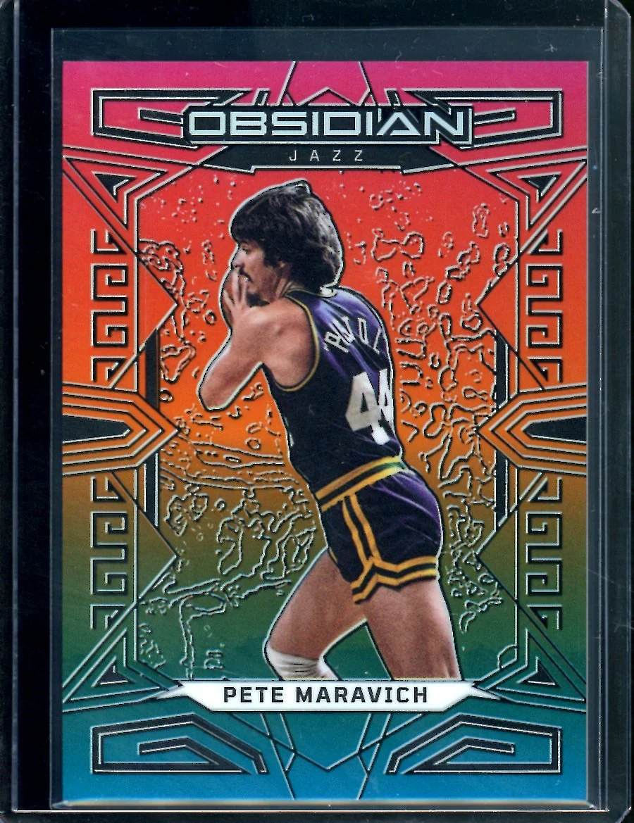 2022/23 Panini Obsidian Pete Maravich Neon Etch Flood SSP Jazz