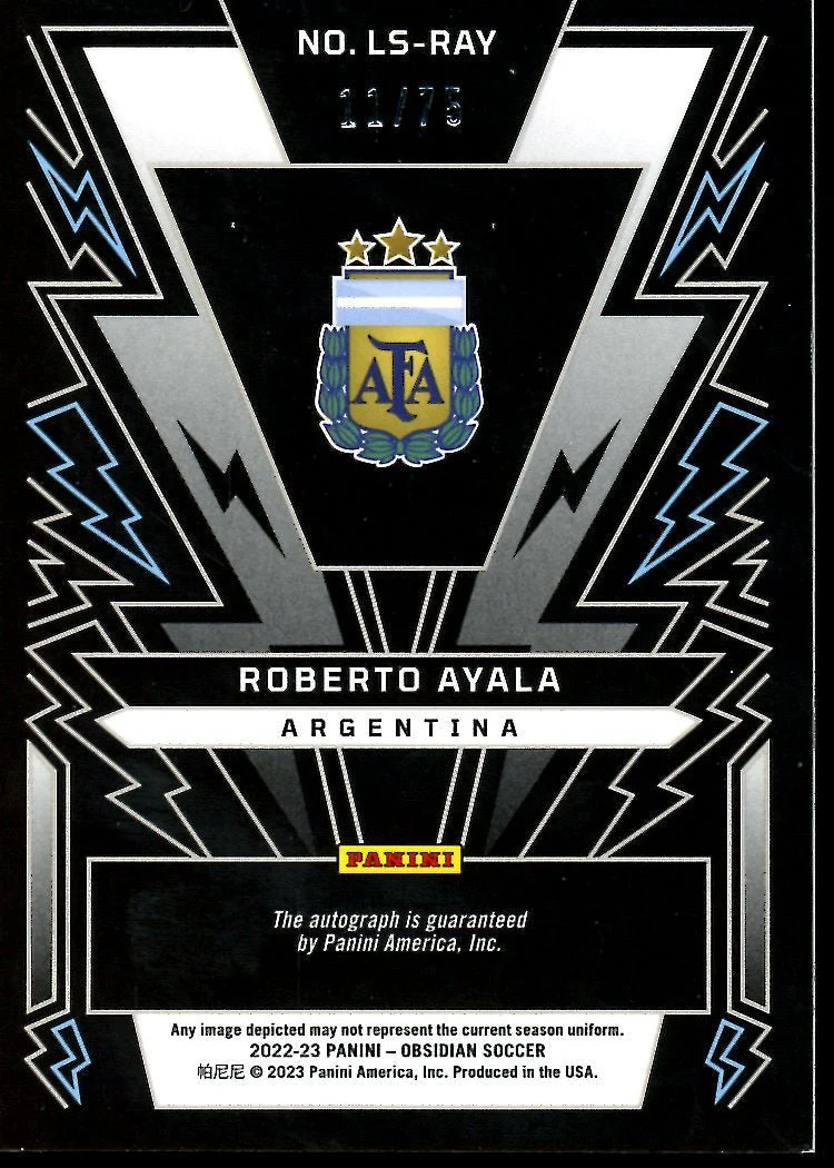2022-23 Panini Obsidian Roberto Ayala Lightning Strike Auto /75 Argentina - Image 2