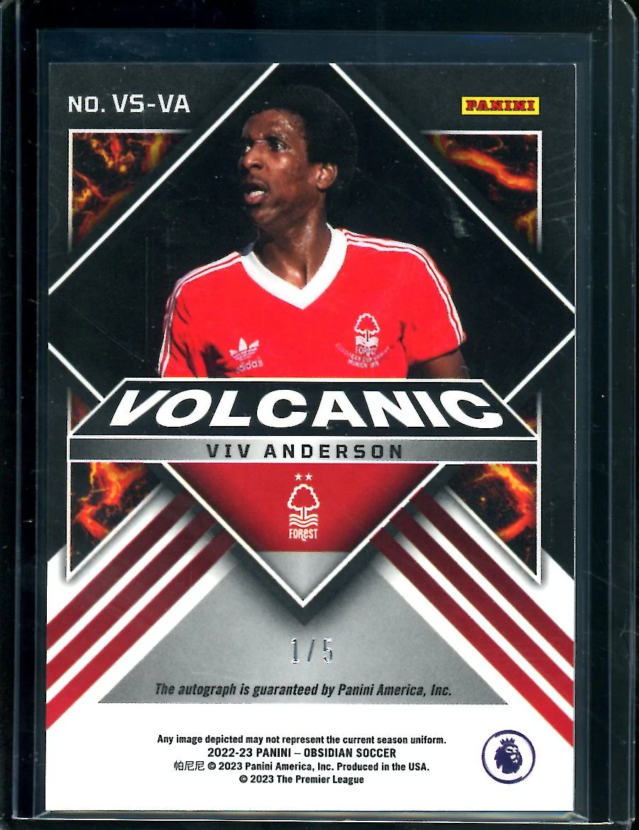 2022-23 Panini Obsidian Viv Anderson Volcanic Auto /5 Nottingham Forest - Image 2