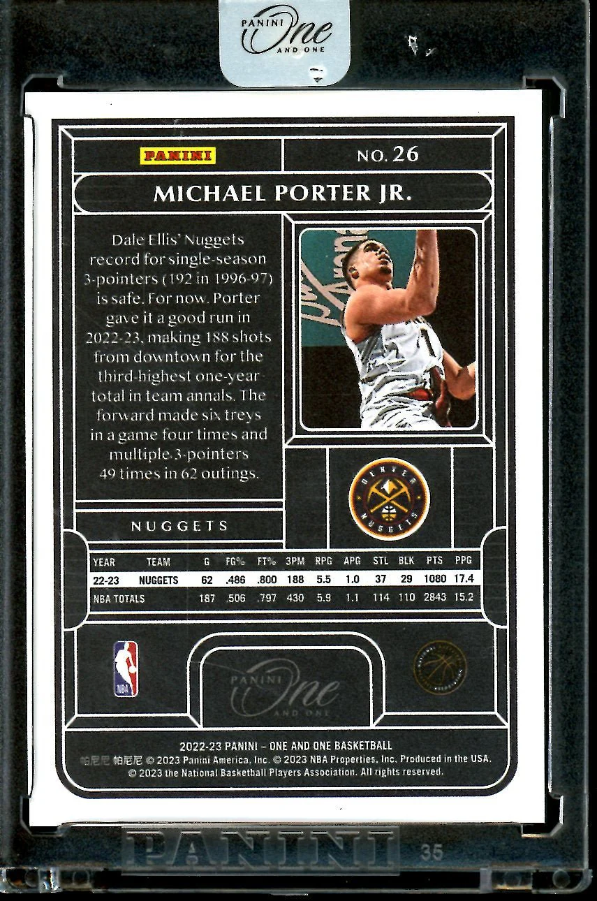 2022/23 Panini One & One Michael Porter Jr. Red /15 Nuggets - Image 2