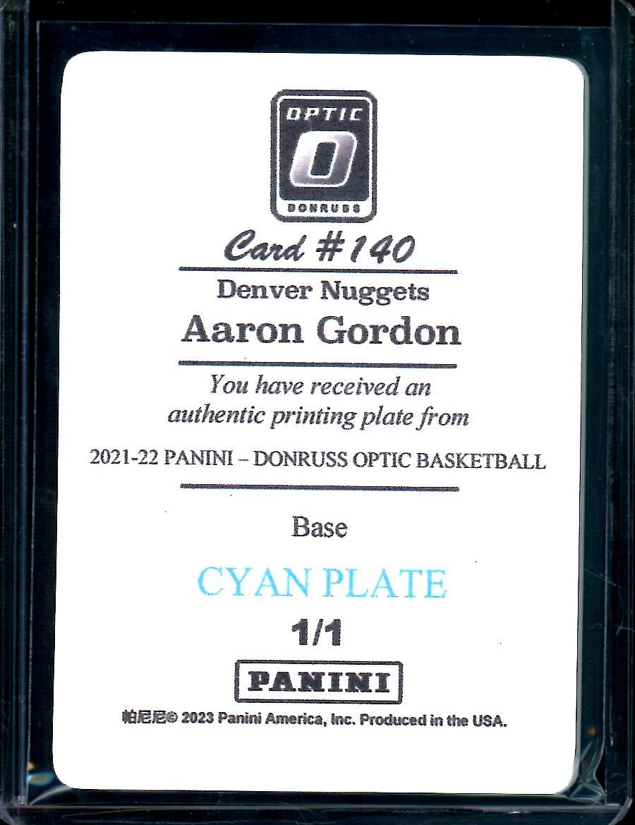 2022/23 Panini Optic Aaron Gordon Printing Plate 1/1 Nuggets - Image 2
