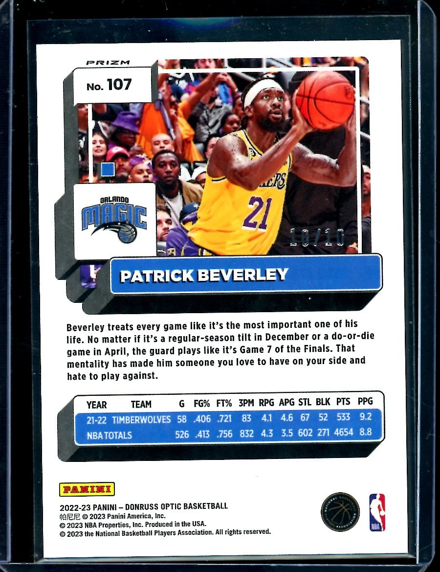 2022/23 Panini Optic Patrick Beverley Gold Disco /10 76'ers - Image 2