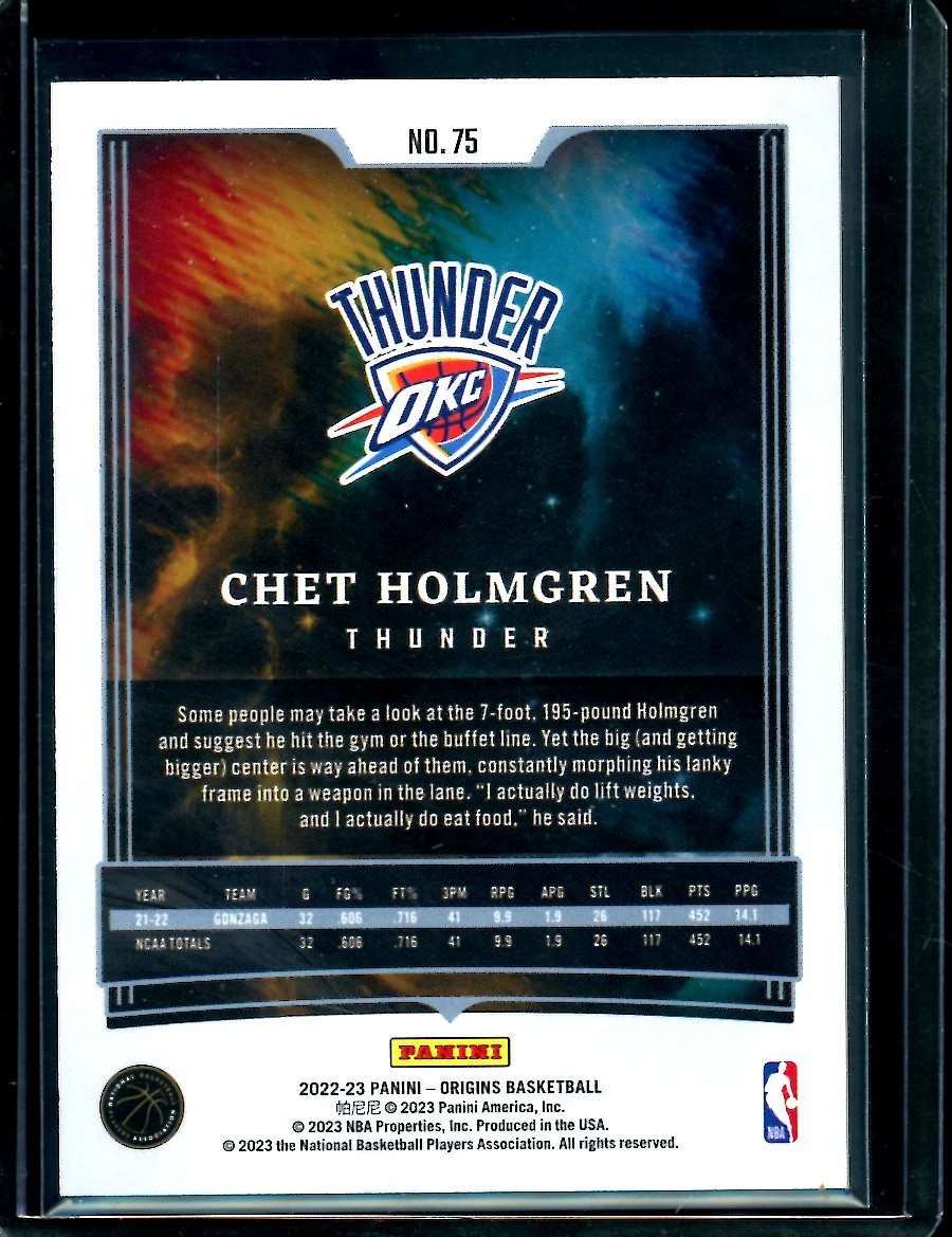 2022/23 Panini Origins Chet Holmgren Rookie Green /49 Thunder - Image 2