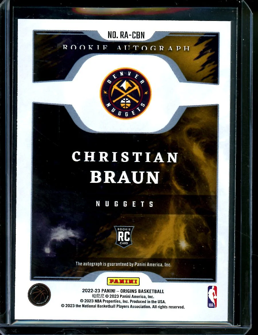 2022-23 Panini Origins Christian Braun Rookie Auto Nuggets - Image 2