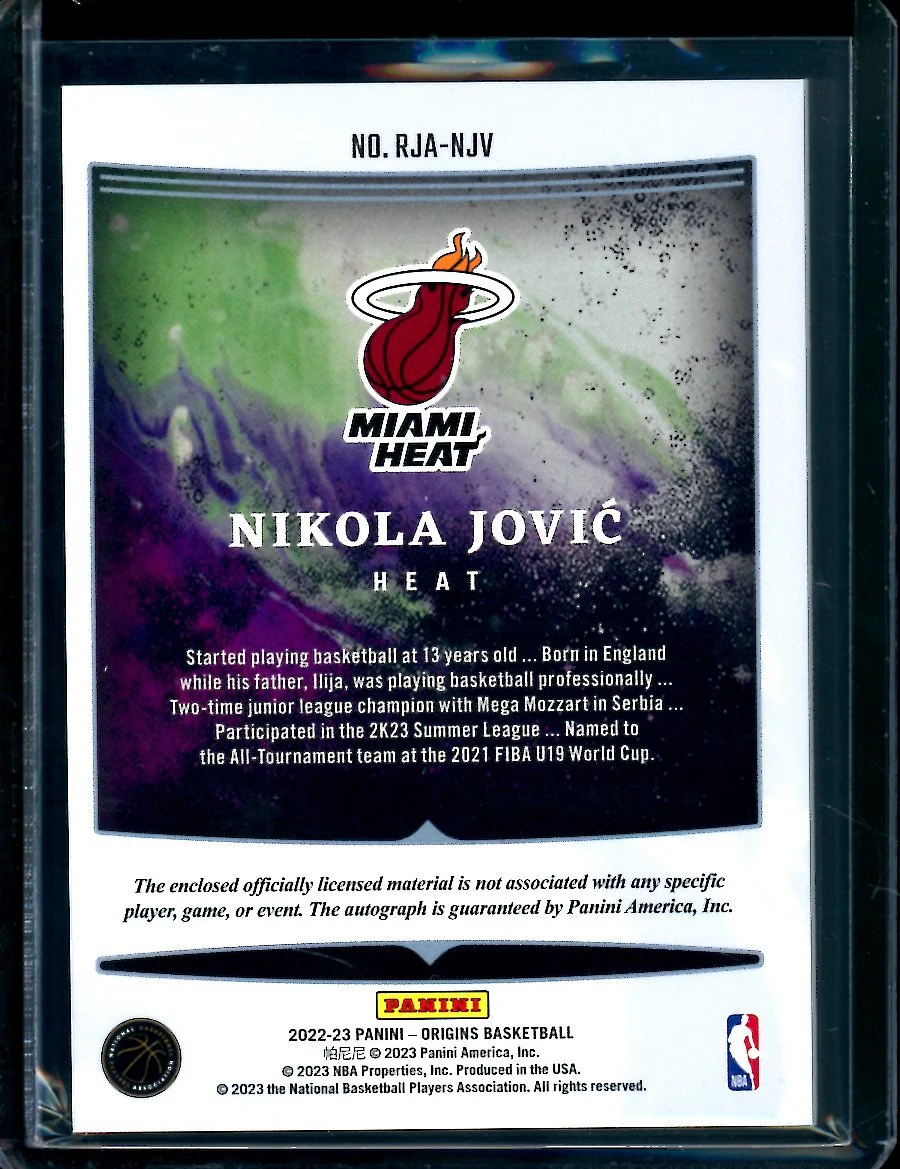 2022/23 Panini Origins Nikola Jovic Rookie RPA Heat - Image 2