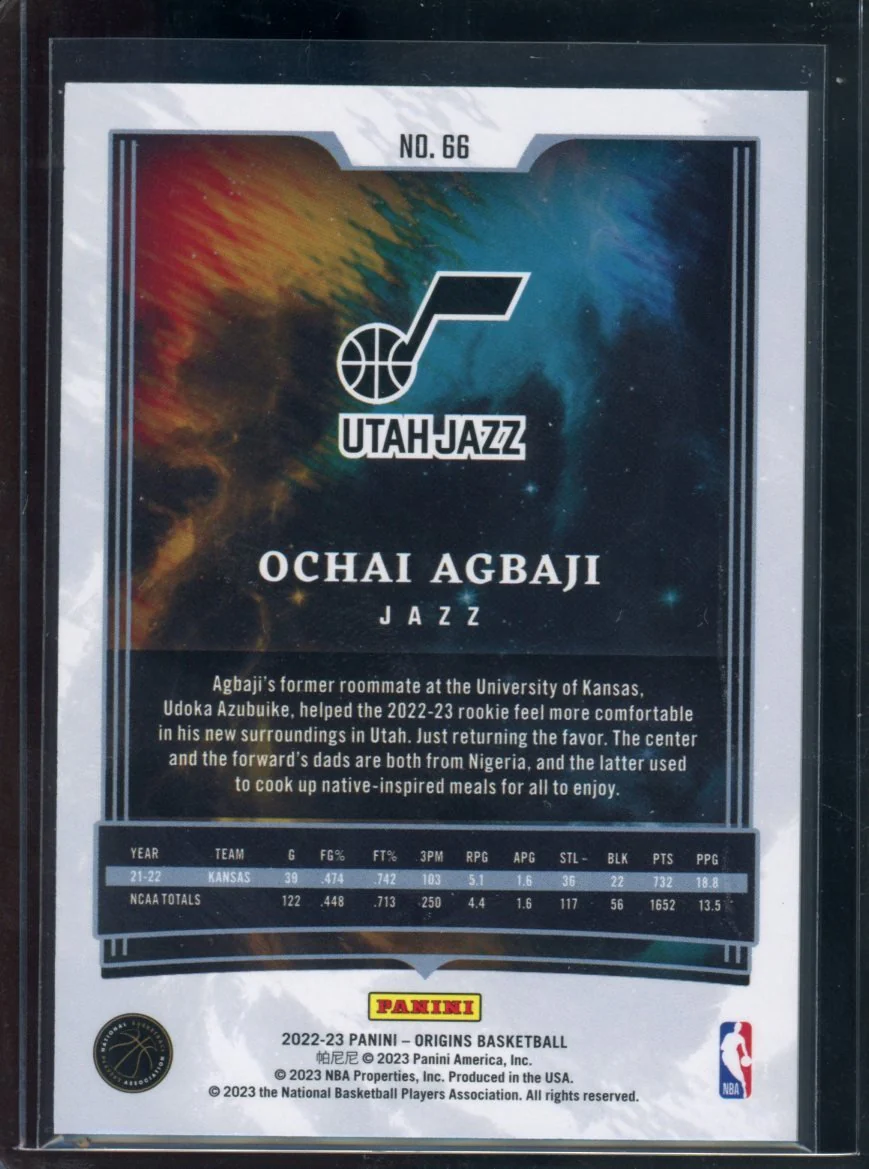 2022/23 Panini Origins Ochai Agbaji Rookie Orange /75 Jazz - Image 2
