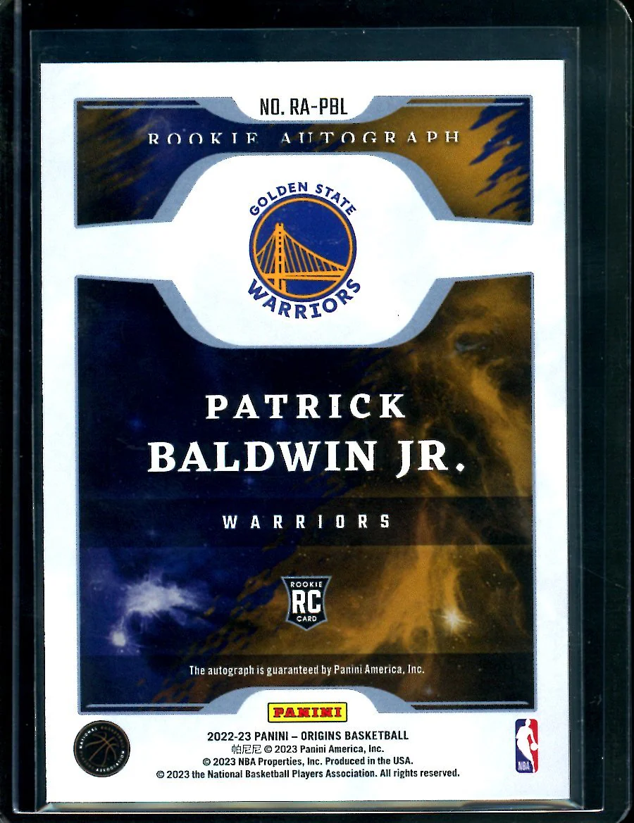 2022/23 Panini Origins Patrick Baldwin Jr. Rookie Auto /99 Warriors - Image 2