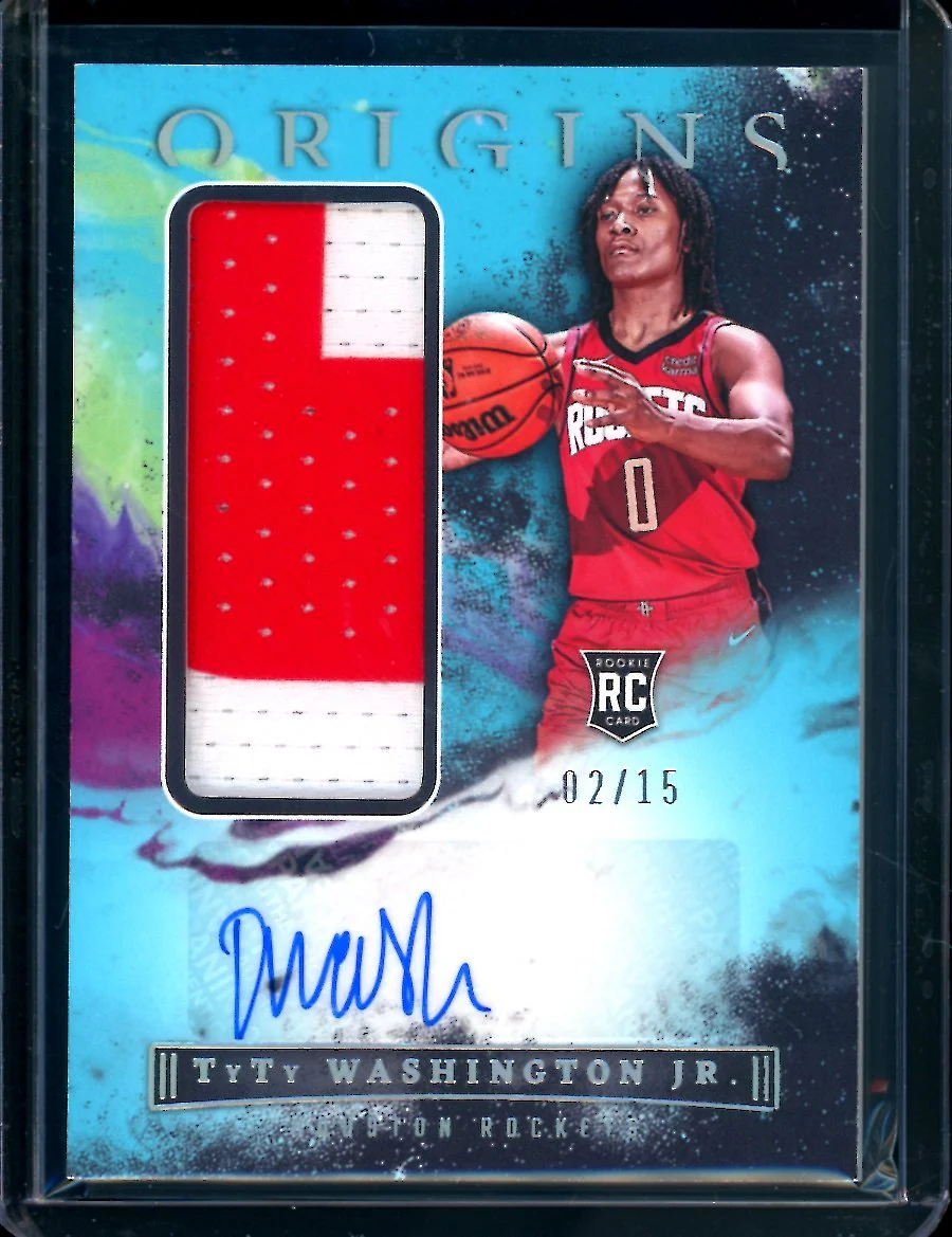 2022/23 Panini Origins TyTy Washington Jr. Rookie RPA Teal /15 Rockets