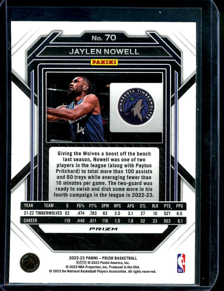 2022/23 Panini Prizm Choice Jaylen Nowell Tiger Stripe SSP Timberwolves - Image 2