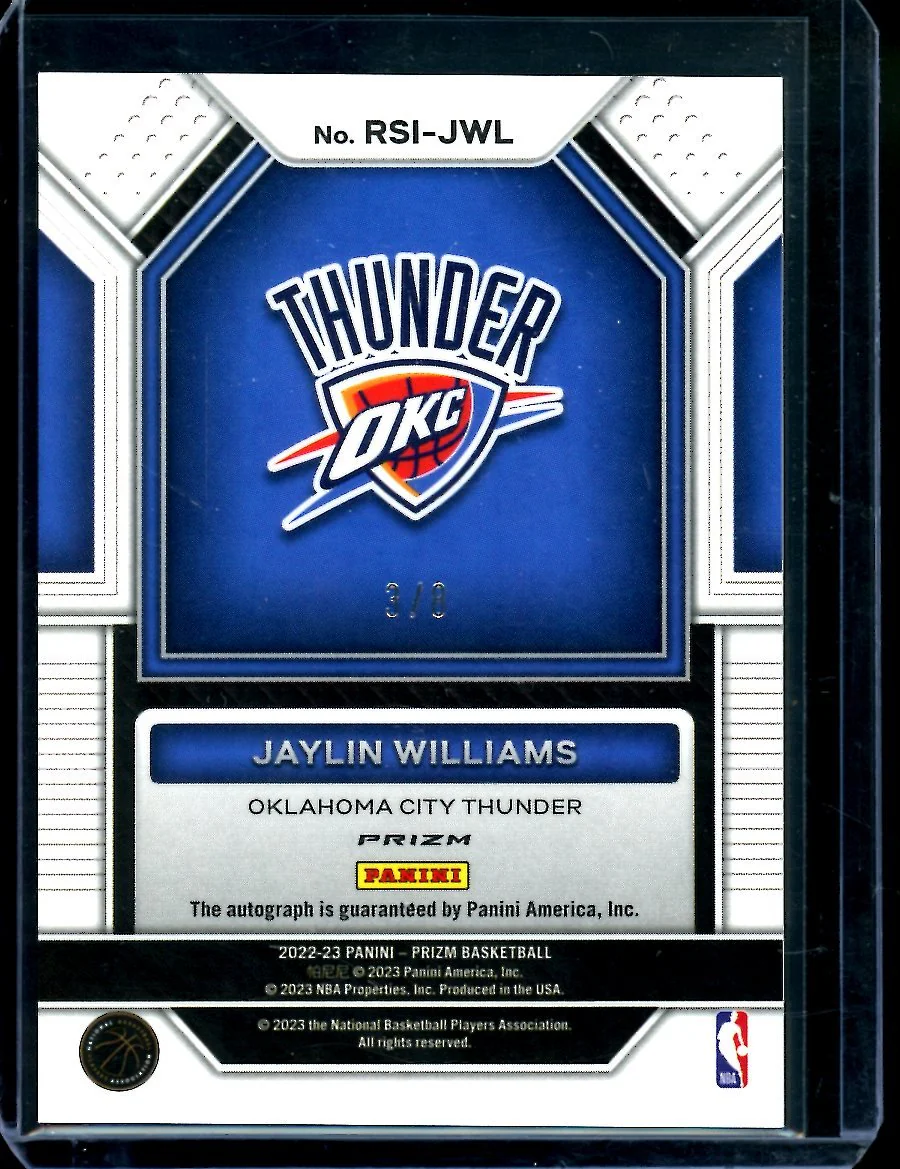 2022/23 Panini Prizm Choice Jaylin Williams Rookie Auto Green Choice /8 Thunder - Image 2