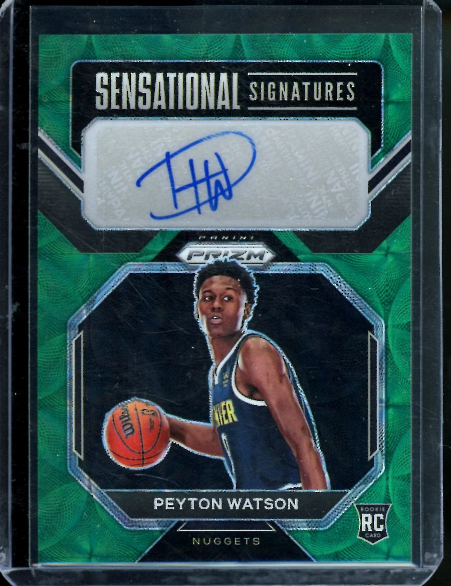2022/23 Panini Prizm Choice Peyton Watson Rookie Auto Green Choice /8 Nuggets