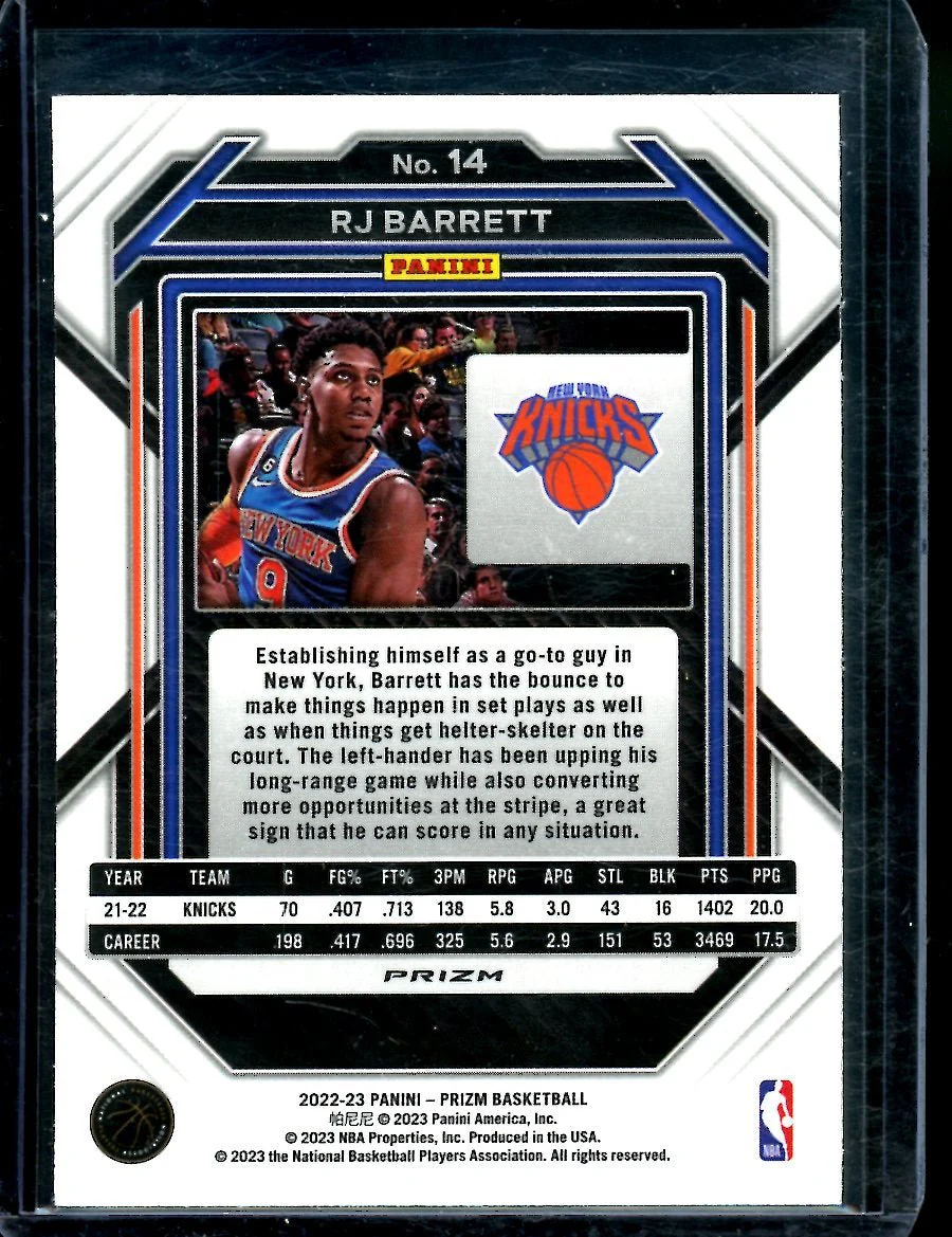 2022/23 Panini Prizm Choice RJ Barrett Tiger Stripe SSP Knicks - Image 2