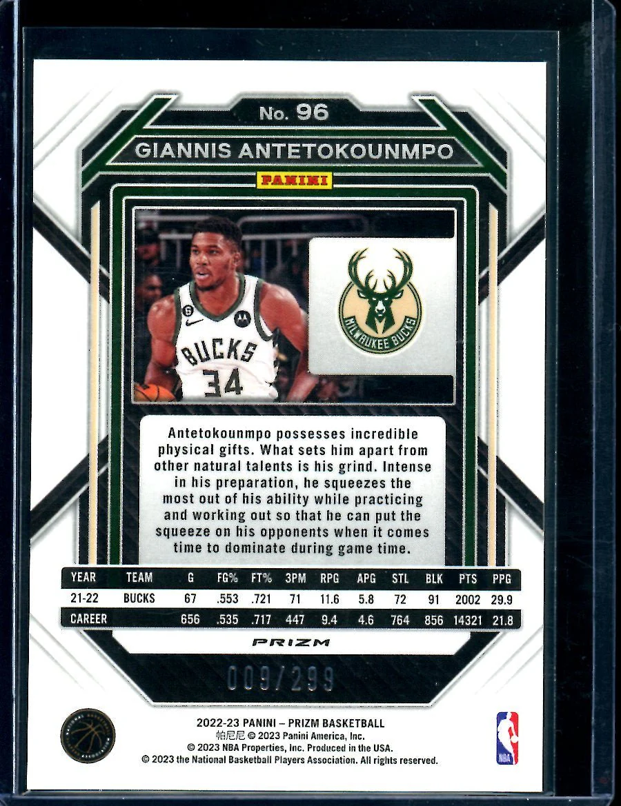 2022/23 Panini Prizm Giannis Antetokounmpo Red /299 Bucks - Image 2