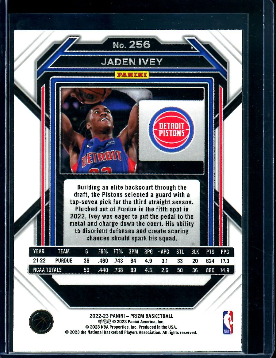 2022/23 Panini Prizm Jaden Ivey Rookie Pistons - Image 2