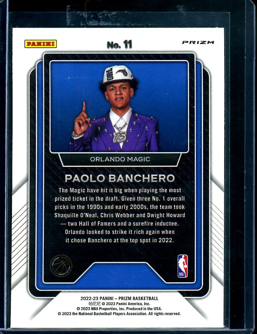 2022/23 Panini Prizm Paolo Banchero Rookie Luck of the Lottery Silver Magic - Image 2