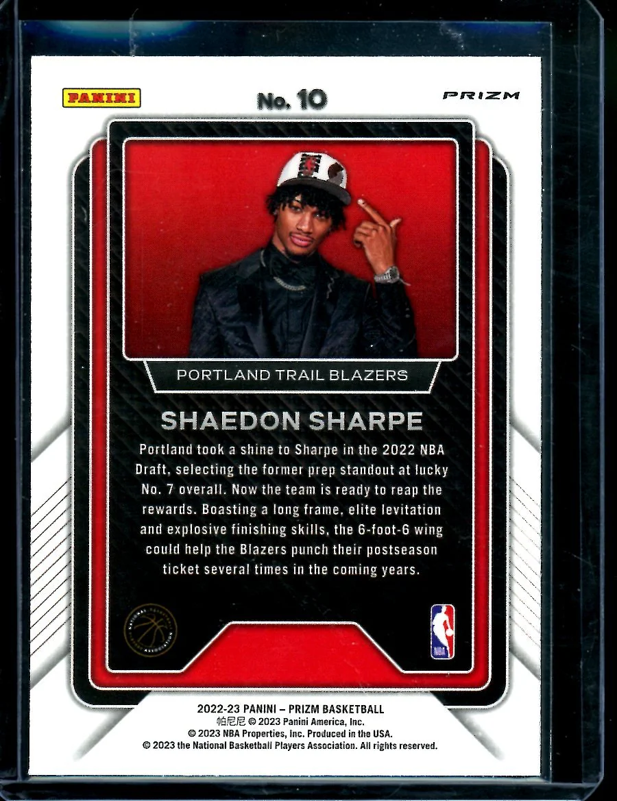 2022/23 Panini Prizm Shaedon Sharpe Rookie Luck of the Lottery Silver Trailblazers - Image 2