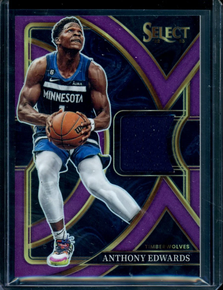 2022/23 Panini Select Anthony Edwards Patch Purple /99 Timberwolves