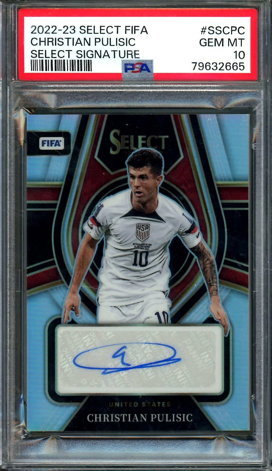 2022/23 Panini Select Christian Pulisic Select Signature Autograph PSA 10 United States