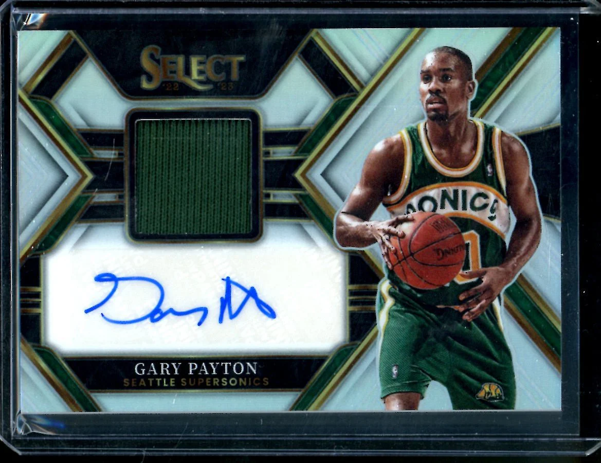 2022-23 Panini Select Gary Payton Patch Auto Sonics